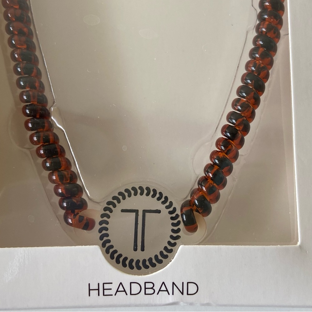 Teleties Almond Brown Tortoise Elastic Headband Hair Tie One Size New - Picture 2 of 3